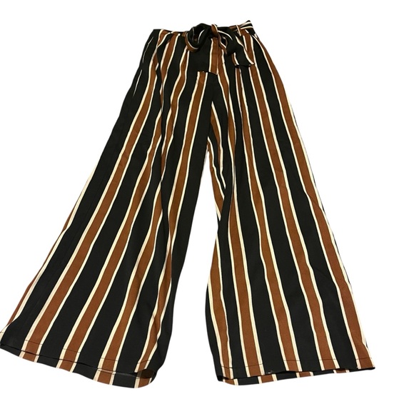 Windsor High-waist Wide Leg Striped Pants with Belt - Picture 1 of 10
